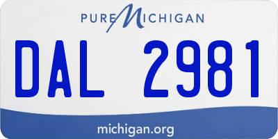 MI license plate DAL2981