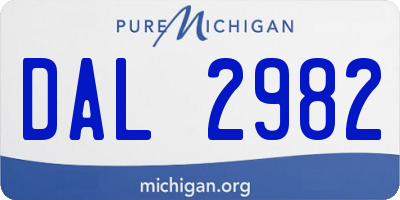 MI license plate DAL2982