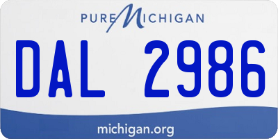 MI license plate DAL2986