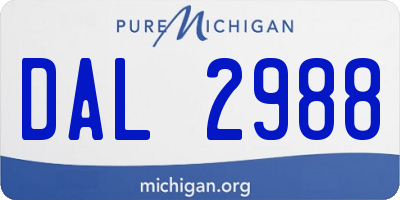 MI license plate DAL2988