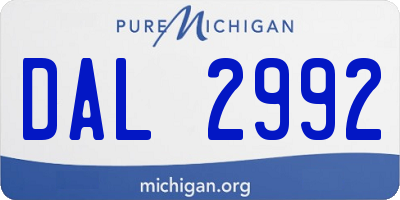 MI license plate DAL2992