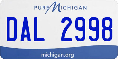 MI license plate DAL2998