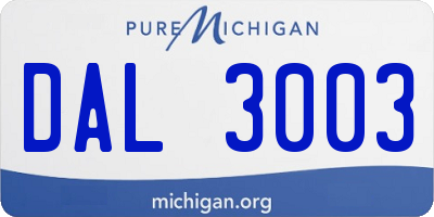 MI license plate DAL3003