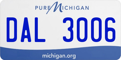 MI license plate DAL3006