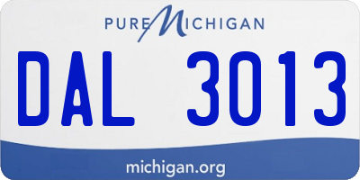 MI license plate DAL3013