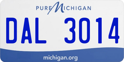 MI license plate DAL3014