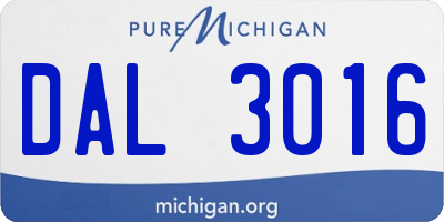 MI license plate DAL3016