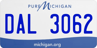 MI license plate DAL3062