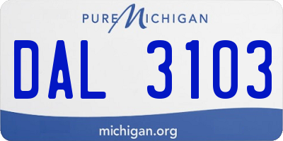 MI license plate DAL3103