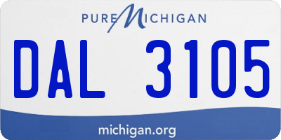 MI license plate DAL3105