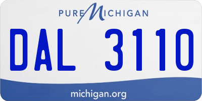 MI license plate DAL3110