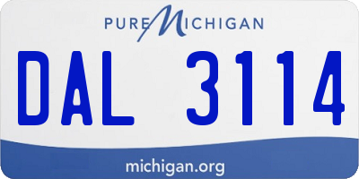 MI license plate DAL3114