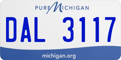 MI license plate DAL3117