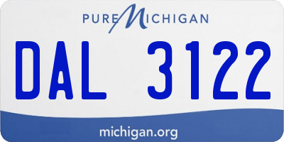 MI license plate DAL3122