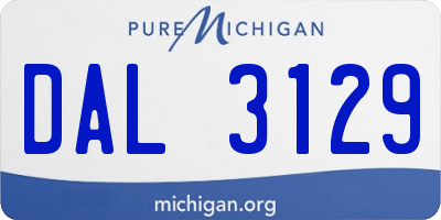 MI license plate DAL3129