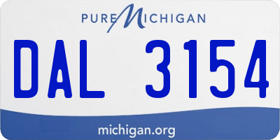 MI license plate DAL3154