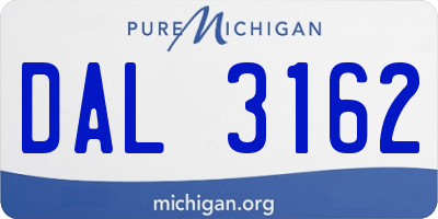 MI license plate DAL3162