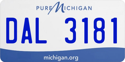 MI license plate DAL3181