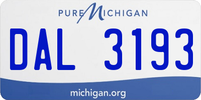MI license plate DAL3193