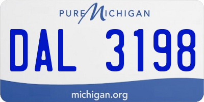 MI license plate DAL3198