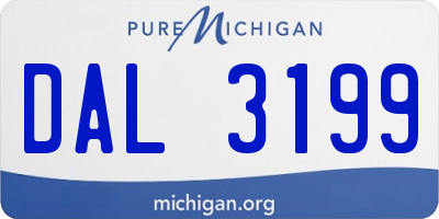 MI license plate DAL3199