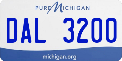 MI license plate DAL3200