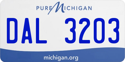MI license plate DAL3203