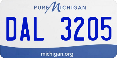 MI license plate DAL3205