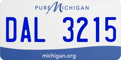 MI license plate DAL3215