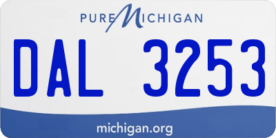 MI license plate DAL3253