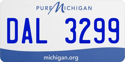 MI license plate DAL3299