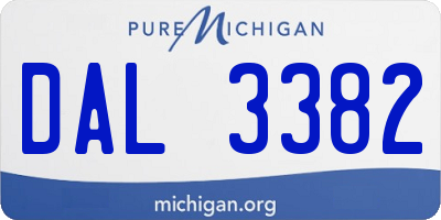 MI license plate DAL3382
