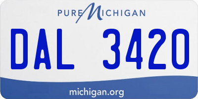 MI license plate DAL3420