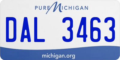 MI license plate DAL3463