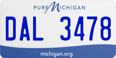 MI license plate DAL3478