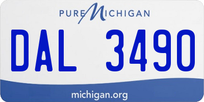 MI license plate DAL3490