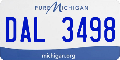 MI license plate DAL3498