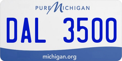 MI license plate DAL3500