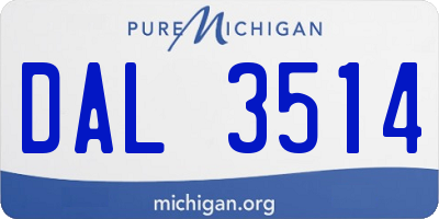MI license plate DAL3514