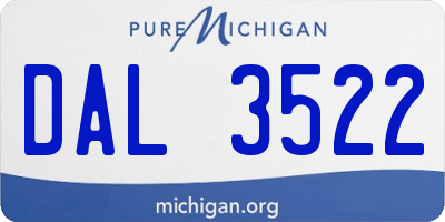 MI license plate DAL3522