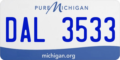 MI license plate DAL3533