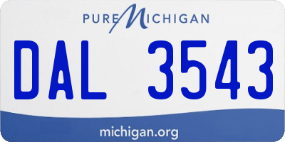 MI license plate DAL3543