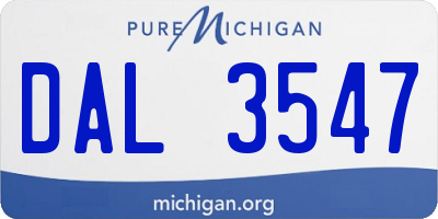 MI license plate DAL3547