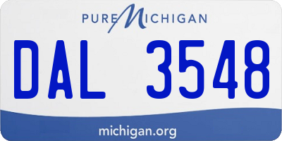 MI license plate DAL3548