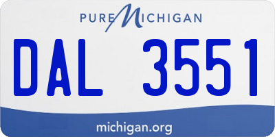 MI license plate DAL3551