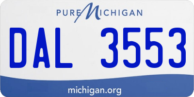 MI license plate DAL3553