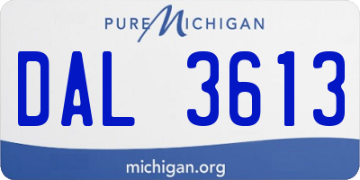 MI license plate DAL3613