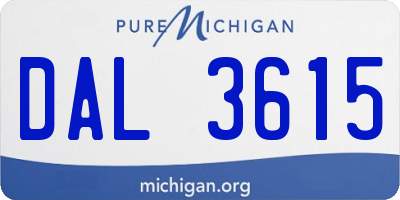 MI license plate DAL3615