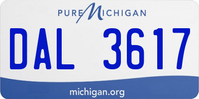 MI license plate DAL3617
