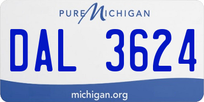MI license plate DAL3624